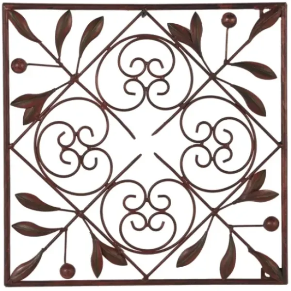 Wall Plaques-Kirkland's Home Bronze Scrollwork 4-Pc. Panel Wall Art Brown