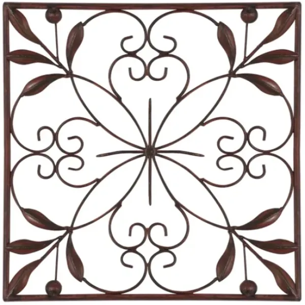 Wall Plaques-Kirkland's Home Bronze Scrollwork 4-Pc. Panel Wall Art Brown
