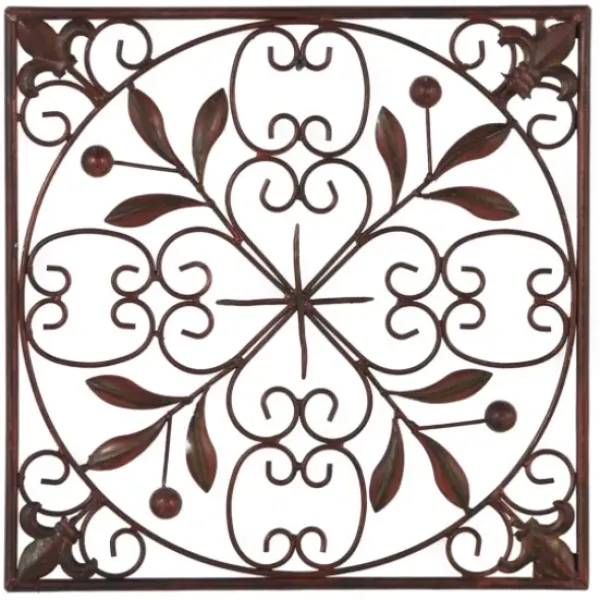 Wall Plaques-Kirkland's Home Bronze Scrollwork 4-Pc. Panel Wall Art Brown