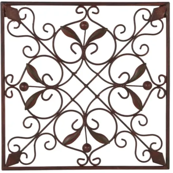 Wall Plaques-Kirkland's Home Bronze Scrollwork 4-Pc. Panel Wall Art Brown
