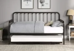 Beds & Headboards-Kirkland's Home Bronze Spindleback Metal Trundle Day Bed Brown