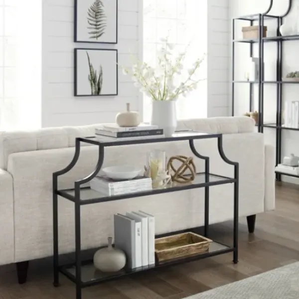 Console Tables-Kirkland's Home Bronze 3-Tier Ashlee Console Table Brown