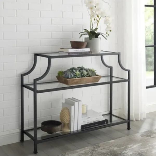Console Tables-Kirkland's Home Bronze 3-Tier Ashlee Console Table Brown