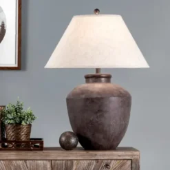 Table Lamps-Kirkland's Home Bronze Urn Resin Table Lamp Ivory