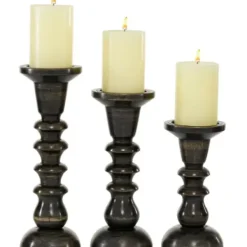 Candle Holders-Kirkland's Home Bronze Wood Column Candle Holders, Set Of 3 Brown