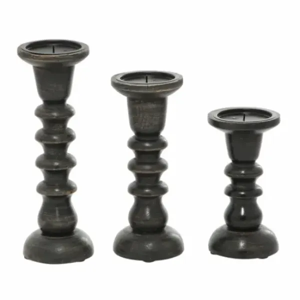 Candle Holders-Kirkland's Home Bronze Wood Column Candle Holders, Set Of 3 Brown