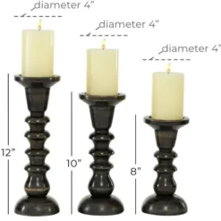 Candle Holders-Kirkland's Home Bronze Wood Column Candle Holders, Set Of 3 Brown