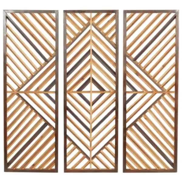 Wall Plaques-Kirkland's Home Bronze Wood Geometric Wall Plaques, Set Of 3 Tan