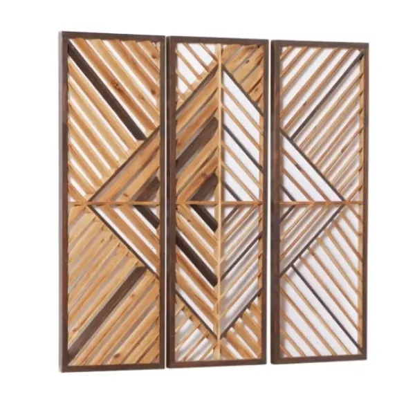 Wall Plaques-Kirkland's Home Bronze Wood Geometric Wall Plaques, Set Of 3 Tan