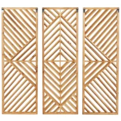 Wall Plaques-Kirkland's Home Bronze Wood Geometric Wall Plaques, Set Of 3 Tan