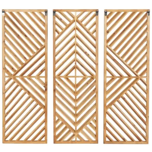 Wall Plaques-Kirkland's Home Bronze Wood Geometric Wall Plaques, Set Of 3 Tan