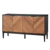 Cabinets & Sideboards-Kirkland's Home Brown And Black Wood Chevron 4-Door Sideboard Brown/Black