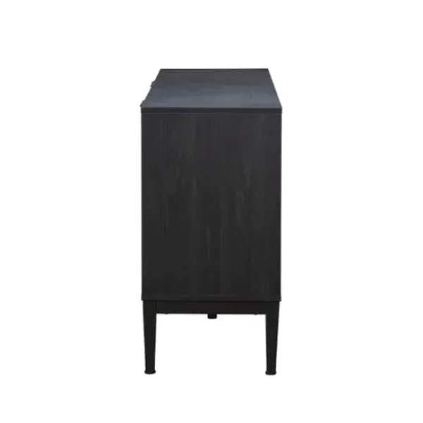 Cabinets & Sideboards-Kirkland's Home Brown And Black Wood Chevron 4-Door Sideboard Brown/Black