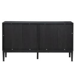 Cabinets & Sideboards-Kirkland's Home Brown And Black Wood Chevron 4-Door Sideboard Brown/Black
