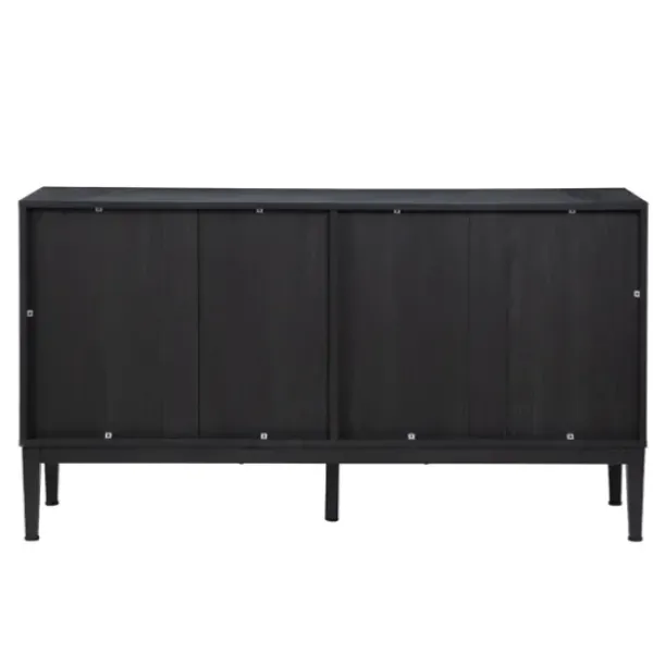 Cabinets & Sideboards-Kirkland's Home Brown And Black Wood Chevron 4-Door Sideboard Brown/Black