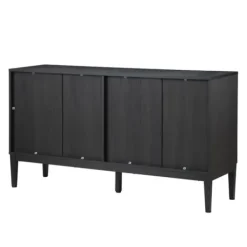Cabinets & Sideboards-Kirkland's Home Brown And Black Wood Chevron 4-Door Sideboard Brown/Black