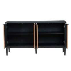 Cabinets & Sideboards-Kirkland's Home Brown And Black Wood Chevron 4-Door Sideboard Brown/Black