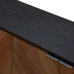 Cabinets & Sideboards-Kirkland's Home Brown And Black Wood Chevron 4-Door Sideboard Brown/Black