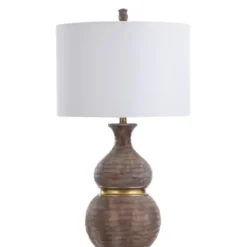 Table Lamps-Kirkland's Home Brown And Gold Gourd Table Lamp White