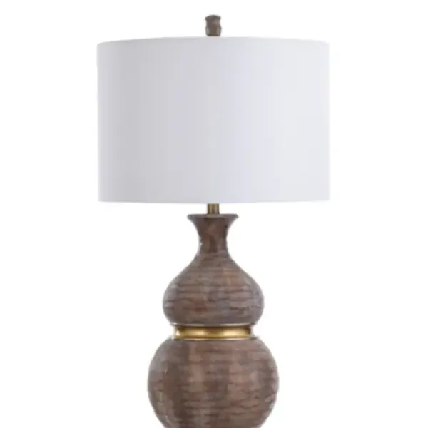 Table Lamps-Kirkland's Home Brown And Gold Gourd Table Lamp White