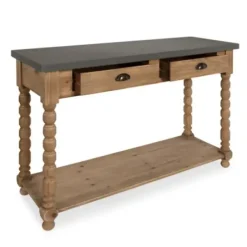 Console Tables-Kirkland's Home Brown And Gray Wood 2-Drawer Console Table Tan/Gray