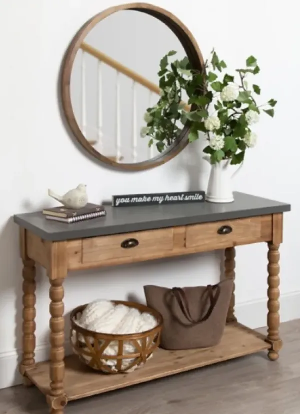 Console Tables-Kirkland's Home Brown And Gray Wood 2-Drawer Console Table Tan/Gray