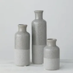 Vases-Kirkland's Home Brown And White Resin Leaf Vases, Set Of 3 Brown/White