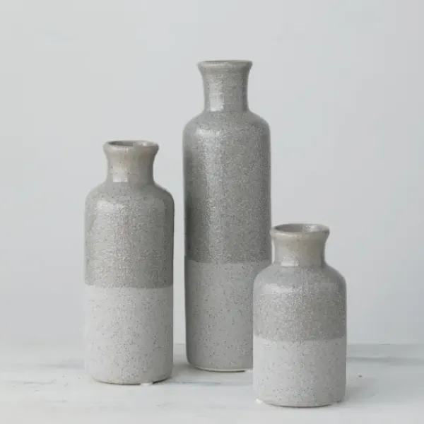 Vases-Kirkland's Home Brown And White Resin Leaf Vases, Set Of 3 Brown/White