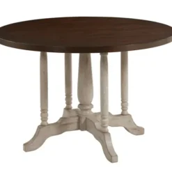 Dining Tables-Kirkland's Home Brown And White Round Wooden Dining Table Brown/White