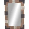 Decorative Mirrors-Kirkland's Home Brown And White Square Strips Wood Framed Mirror