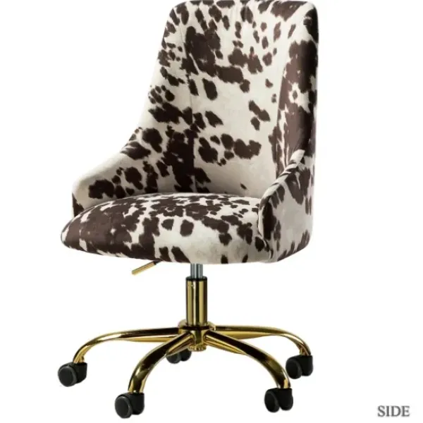 Office Furniture-Kirkland's Home Brown And White Upholstered Cow Print Office Chair Brown/White