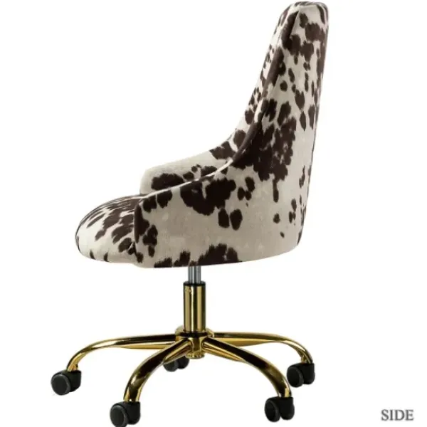 Office Furniture-Kirkland's Home Brown And White Upholstered Cow Print Office Chair Brown/White