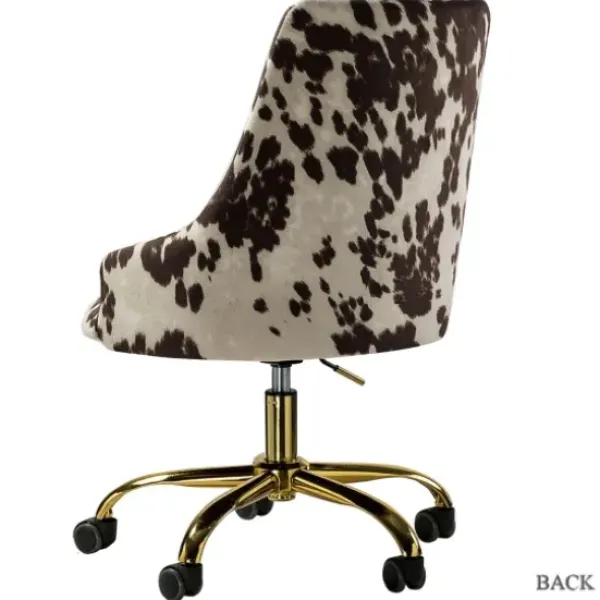 Office Furniture-Kirkland's Home Brown And White Upholstered Cow Print Office Chair Brown/White