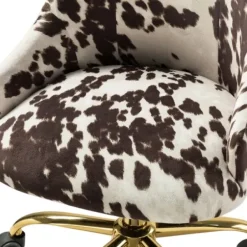 Office Furniture-Kirkland's Home Brown And White Upholstered Cow Print Office Chair Brown/White