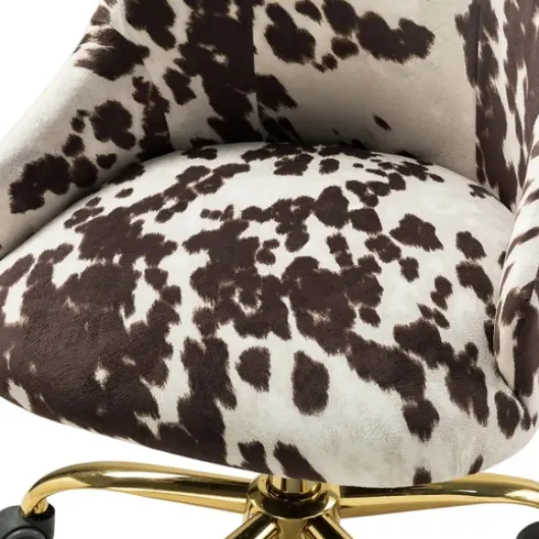 Office Furniture-Kirkland's Home Brown And White Upholstered Cow Print Office Chair Brown/White