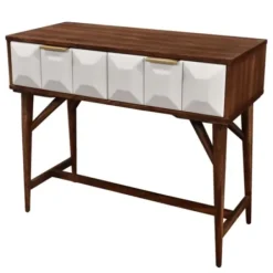Console Tables-Kirkland's Home Brown And White Wood 2-Drawer Console Table Brown/White