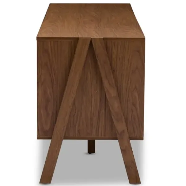 Cabinets & Sideboards-Kirkland's Home Brown And White Wood Mid-Century Modern Sideboard