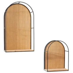 Shelves-Kirkland's Home Brown Bamboo Arched Modern Wall Shelves, Set Of 2