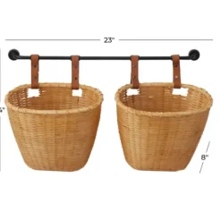 Shelves-Kirkland's Home Brown Bamboo Basket And Metal Bar Wall Shelf