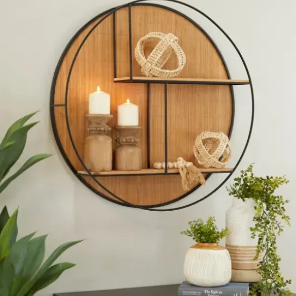 Shelves-Kirkland's Home Brown Bamboo Modern Wall Shelf