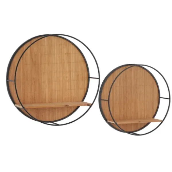 Shelves-Kirkland's Home Brown Bamboo Modern Wall Shelves, Set Of 2