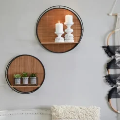 Shelves-Kirkland's Home Brown Bamboo Modern Wall Shelves, Set Of 2