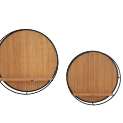 Shelves-Kirkland's Home Brown Bamboo Modern Wall Shelves, Set Of 2