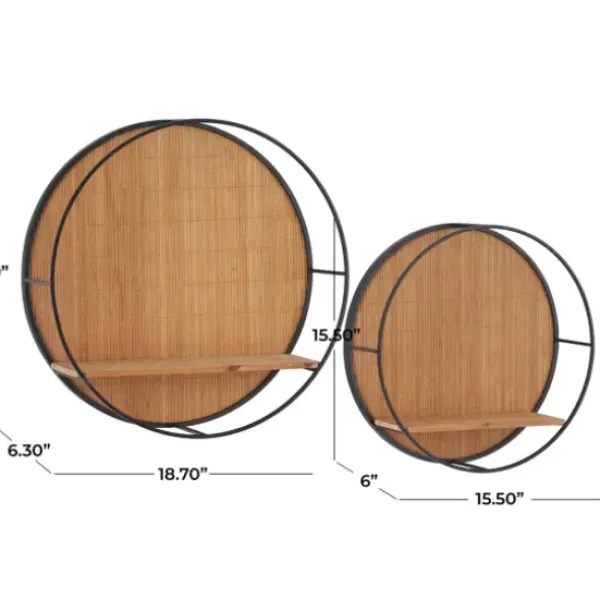 Shelves-Kirkland's Home Brown Bamboo Modern Wall Shelves, Set Of 2