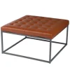 Benches & Ottomans-Kirkland's Home Brown Button Tufted Faux Leather Ottoman Brown/Gray