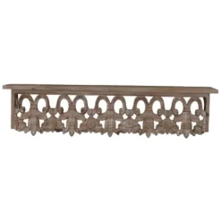 Shelves-Kirkland's Home Brown Carved Scroll Wooden Wall Shelf