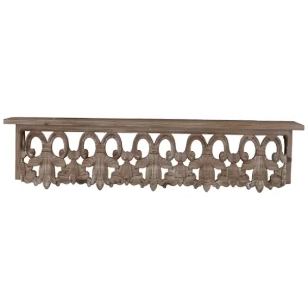 Shelves-Kirkland's Home Brown Carved Scroll Wooden Wall Shelf