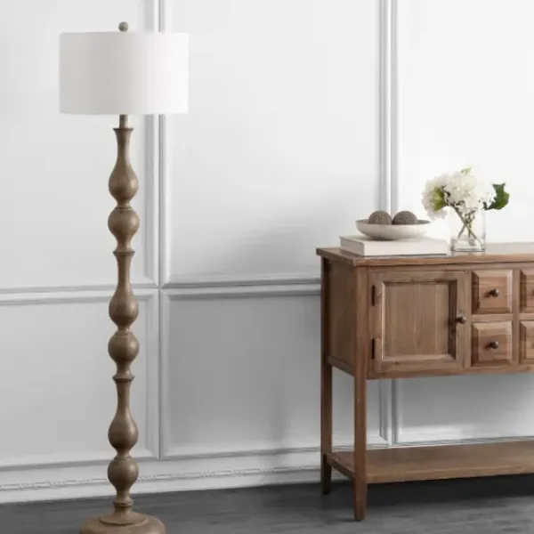 Floor Lamps-Kirkland's Home Brown Carved Spindle Floor Lamp White