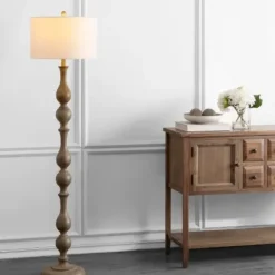 Floor Lamps-Kirkland's Home Brown Carved Spindle Floor Lamp White