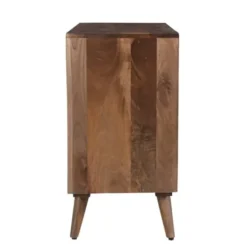 Cabinets & Sideboards-Kirkland's Home Brown Carved Wood Woven 3-Door Sideboard
